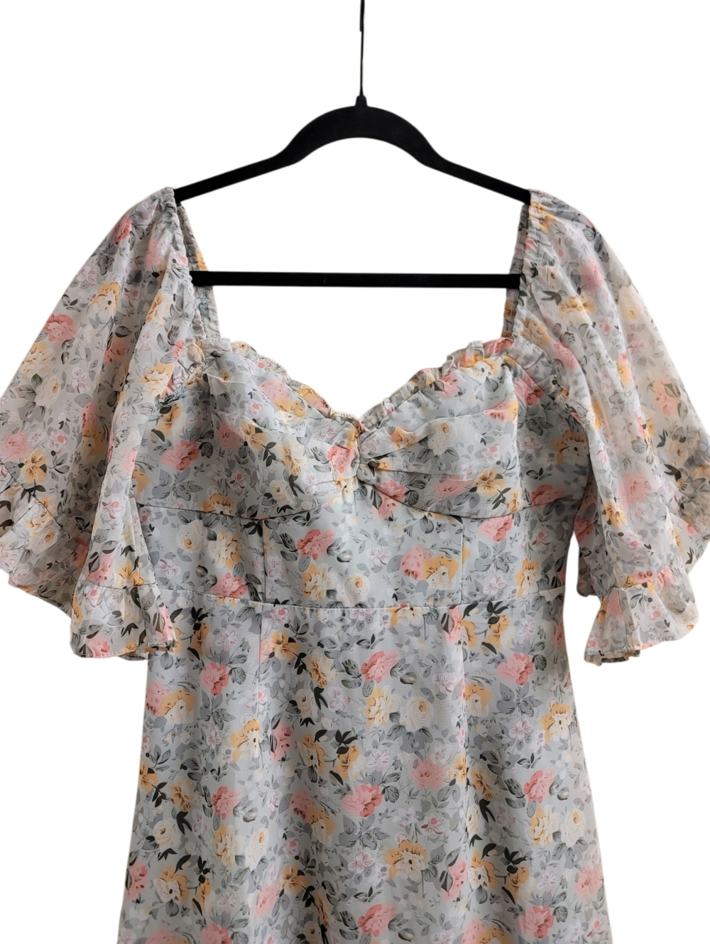 Hello Molly Floral Ruffle Mini Dress Pastel Green Large - Picture 7 of 14